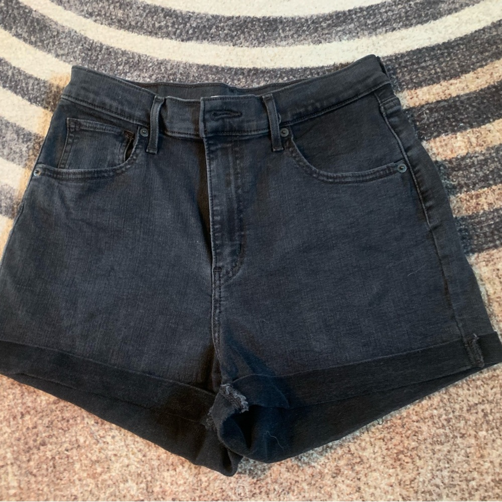 Levi's Black Jean Shorts High-Waisted Cuffed